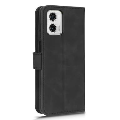 SKALO Motorola Moto G73 5G Matt PU Nahka lompakkokotelo - Musta