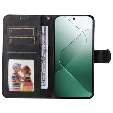 SKALO Xiaomi 14 5G PU-nahkainen Lompakkokotelo - Musta