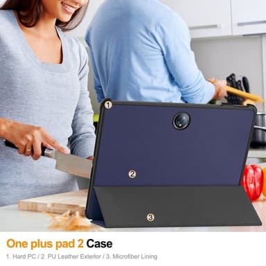 SKALO OnePlus Pad 2 Trifold Suojakotelo - Tummansininen