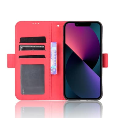 SKALO iPhone 13 6-lokeroa Lompakkokotelo - Punainen