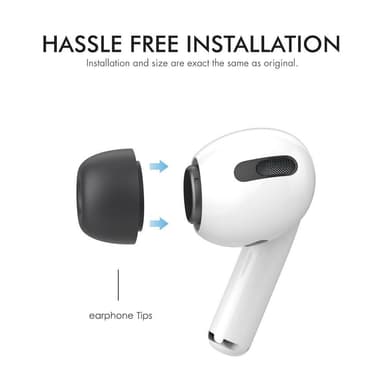 AHASTYLE AirPods Pro 1/2 silikoniset korvatyynyt Musta - Medium