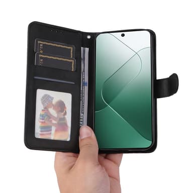 SKALO Xiaomi 14 5G PU-nahkainen Lompakkokotelo - Musta