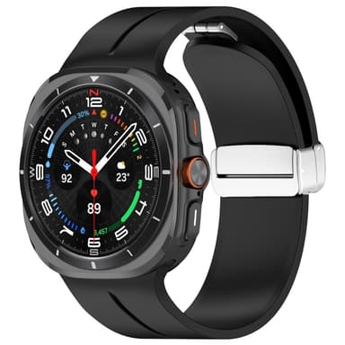 SKALO Silikoniranneke metallisolki Samsung Watch Ultra 47mm - Musta