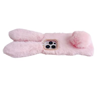 SKALO iPhone 16 Pro 3D Soft Furry Bunny Ears Suojakuori - Harmaa