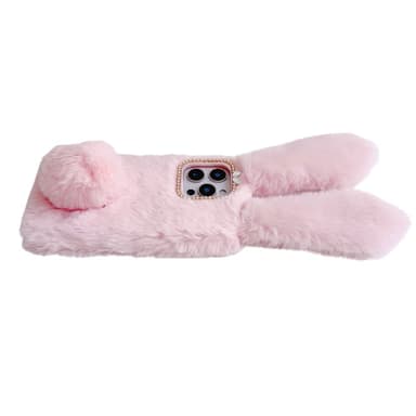 SKALO iPhone 16 Pro 3D Soft Furry Bunny Ears Suojakuori - Harmaa