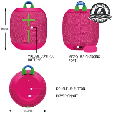 Ultimate Ears WONDERBOOM 3 kannettava langaton kaiutin (pinkki)