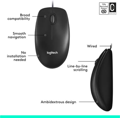 Logitech M100 langallinen hiiri (musta)