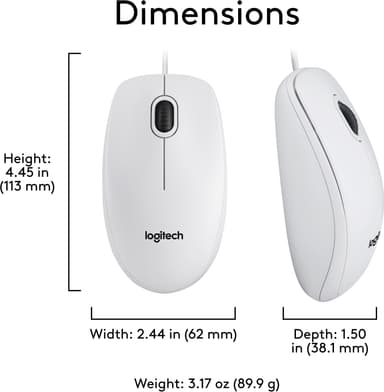 Logitech M100 langallinen hiiri (valkoinen)