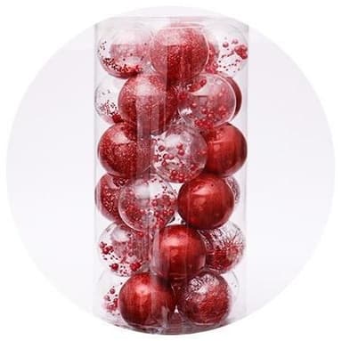 Joulupallot 30kpl, Glitter Red