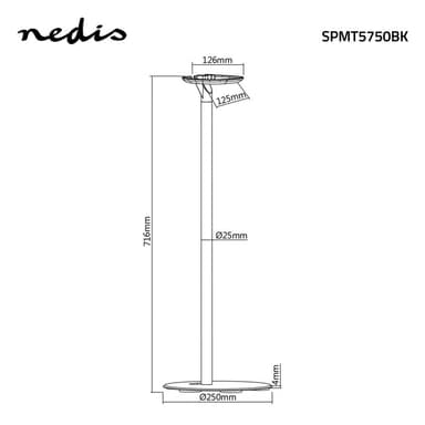 Nedis Kaiutinteline | Sopii käytettäväksi: Sonos® One SL™ / Sonos® One™ / Sonos® PLAY:1™ | Lattia | 3 kg | Kiinteä | ABS-Muovi / Teräs | Musta