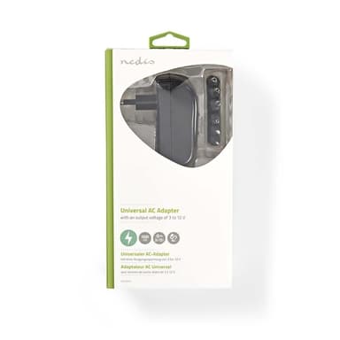 Nedis AC Yleisvirtalähde | 18 W | 3 - 12 V DC | 1.80 m | 1.5 / 2.1 A | 6 plug(s) | Musta
