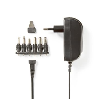 Nedis AC Yleisvirtalähde | 18 W | 3 - 12 V DC | 1.80 m | 1.5 / 2.1 A | 6 plug(s) | Musta