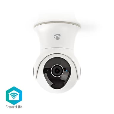Nedis SmartLife Ulkokamera | Wi-Fi | Full HD 1080p | Kääntö/kallistus | IP65 | Pilvipalvelutallennus (valinnainen) / Sisäinen 16GB | 12 V DC | Liiketunnistimella | Yökuvaus | Valkoinen