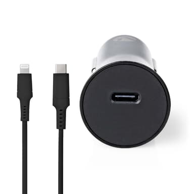 Nedis Autolaturi | 20 W | 1.67 / 2.22 / 3.0 A | Lähtöliitäntöjen määrä: 1 | Portin tyyppi: USB-C™ | Lightning 8-Pin (irrallinen) Kaapeli | 1.00 m | Automaattinen Jännitteen Valinta