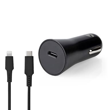Nedis Autolaturi | 20 W | 1.67 / 2.22 / 3.0 A | Lähtöliitäntöjen määrä: 1 | Portin tyyppi: USB-C™ | Lightning 8-Pin (irrallinen) Kaapeli | 1.00 m | Automaattinen Jännitteen Valinta