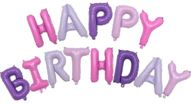 Ilmapallot Happy Birthday, 40cm, Lila/Rosa