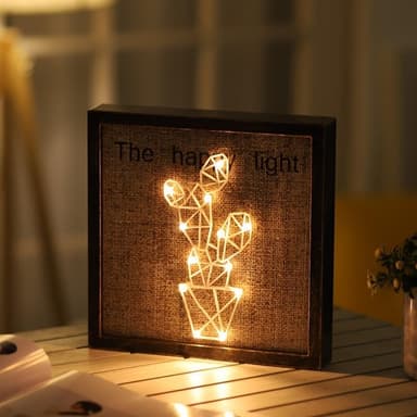 The Happy Light, LED-valolla varustettu taulu, kaktus