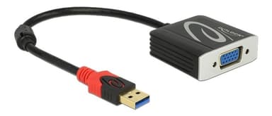 DeLOCK USB 3.0 - VGA-sovitin, 1920x1200, 0,2 m, musta