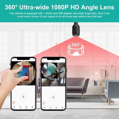 360 asteen panoraama WiFi-kamera, joka tarkkailee kodin turvallisuutta