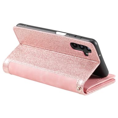 Samsung Galaxy S24 FE Kuori Vetoketjutaskulla ja 9 Korttipaikalla - RoseGold