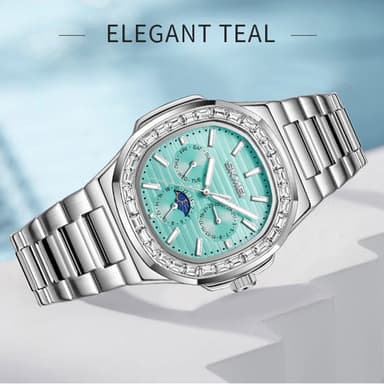 SKMEI Clock Business Miesten kvartsikello Zircon Fashion Rannekello - hopea + Musta