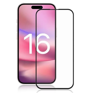 AMORUS iPhone 16 Plus Karkaistu Lasi Täysnäytön Suoja Silkkipainoreuna - Musta
