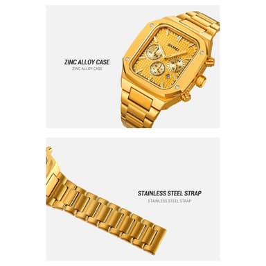 SKMEI Clock Business Quartz Watch Square Fashion Rannekello Luminous - Musta