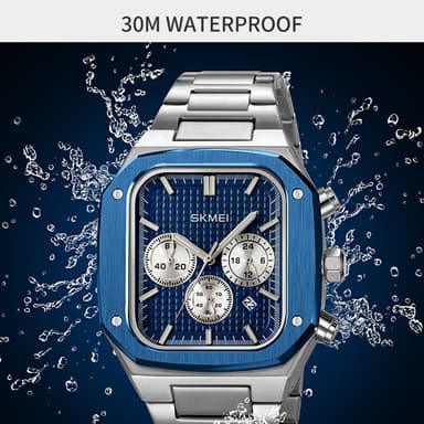 SKMEI Clock Business Quartz Watch Square Fashion Rannekello Luminous - Musta