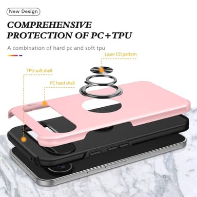 Google Pixel 9 / Pixel 9 Pro sormenrengasjalustan hybridikotelo