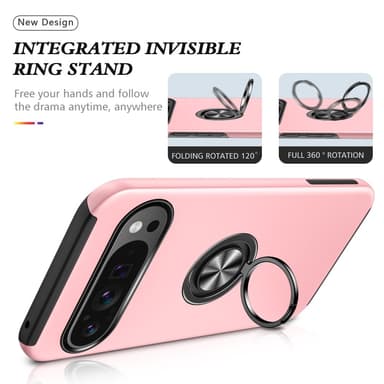 Google Pixel 9 / Pixel 9 Pro sormenrengasjalustan hybridikotelo