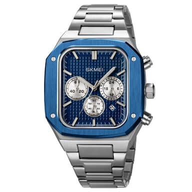 SKMEI Clock Business Quartz Watch Square Fashion Rannekello Luminous - sininen