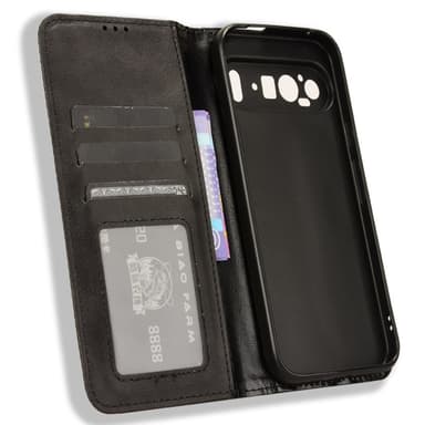 Google Pixel 9 Pro XL Teline Puhelinkotelo Täysi Suojaus Lompakon Suojaus - Musta