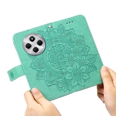Xiaomi Redmi 14C Lompakkokotelo Kukka-Designilla ja Telineominaisuudella