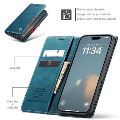 CASEME Retro lompakkokotelo iPhone 16 Plus