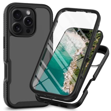 Suojakuori iPhone 16 Pro PC+TPU:lle Kirkas puhelimen kansi PET-näyttökalvolla