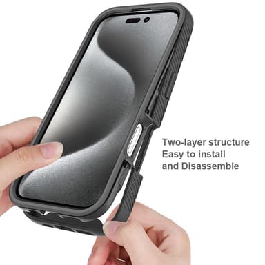 Suojakuori iPhone 16 Pro PC+TPU:lle Kirkas puhelimen kansi PET-näyttökalvolla