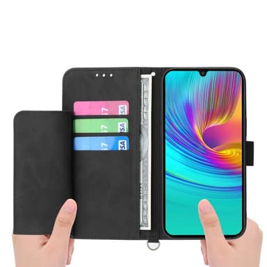 Samsung Galaxy A16 5G / A16 4G Kotelo Kukka Kuvio Lompakko - Musta