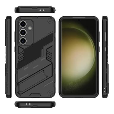 Samsung Galaxy S24 FE Jalustallinen Hybridikova PC Pehmeä TPU Puhelimen Kuori - Musta