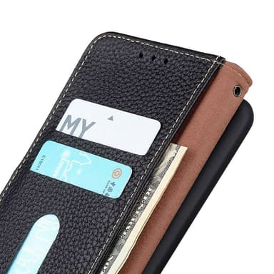 KHAZNEH Samsung Galaxy S24 FE Aidosta Nahasta Valmistettu Suojakotelo - Musta