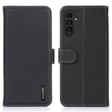 KHAZNEH Samsung Galaxy S24 FE Aidosta Nahasta Valmistettu Suojakotelo - Musta