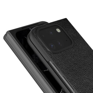 ABEEL Google Pixel 9 Pro Fold 5G Puhelimen Suojakuori Litchi-kuvioinen Aito Nahka - Musta