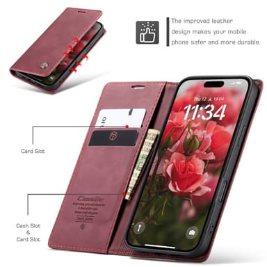 CASEME Retro lompakkokotelo iPhone 16 Plus