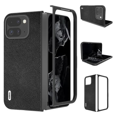 ABEEL Google Pixel 9 Pro Fold 5G Puhelimen Suojakuori Litchi-kuvioinen Aito Nahka - Musta