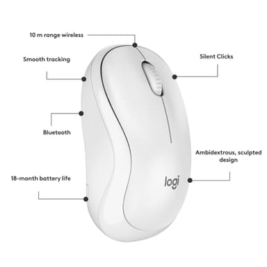 Logitech M240 Silent Bluetooth langaton hiiri (valkoinen)