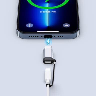 Lightning (naaras) - USB-C (uros) -sovitin, yhteensopiva iPhone 15:n kanssa Harmaa