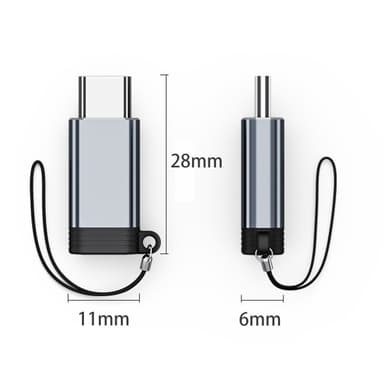 Lightning (naaras) - USB-C (uros) -sovitin, yhteensopiva iPhone 15:n kanssa Harmaa