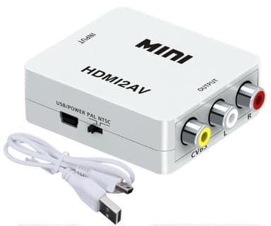HDMI-AV/RCA-signaalin muunnin 1080p Valkoinen