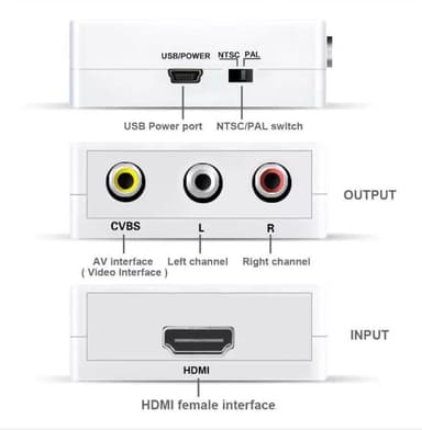 HDMI-AV/RCA-signaalin muunnin 1080p Valkoinen