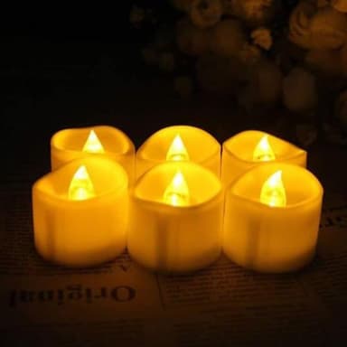 LED-teetävalo, jossa on palava / välkkyvä liekki - 12-pack paristokäyttöinen malli