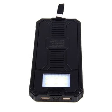 Powerbank 9000mAh Aurinkokennolatausksella - Musta